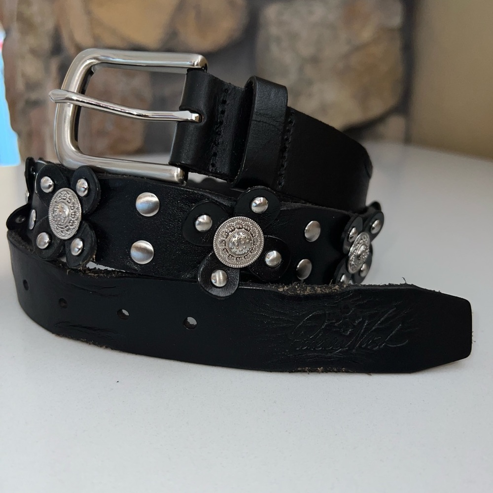 Patricia Nash Leather Floral Studded Concho Accents Belt Size Medium